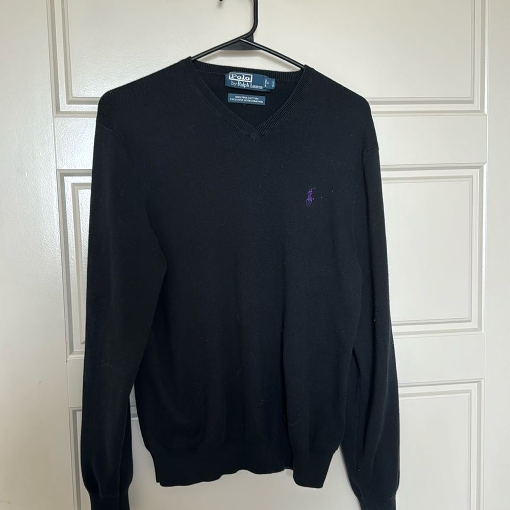 Medium Men’s black Ralph Lauren Long Sleeve with Purple Logo